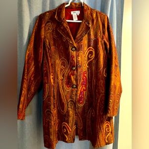 COLDWATER Creek Women’s Rich Paisley Long Blazer